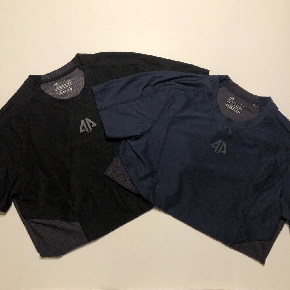 Alpha Prime Performance T Shirt Lot of 2 Size Large Navy Blue Gray EUC